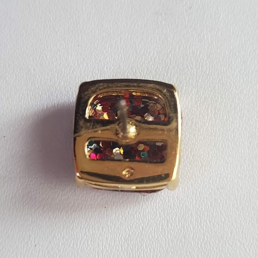 Kate Spade New York Large Gumdrop Stud Earrings Multi Glitter WBRU9356 Gold Tone - Picture 4 of 8